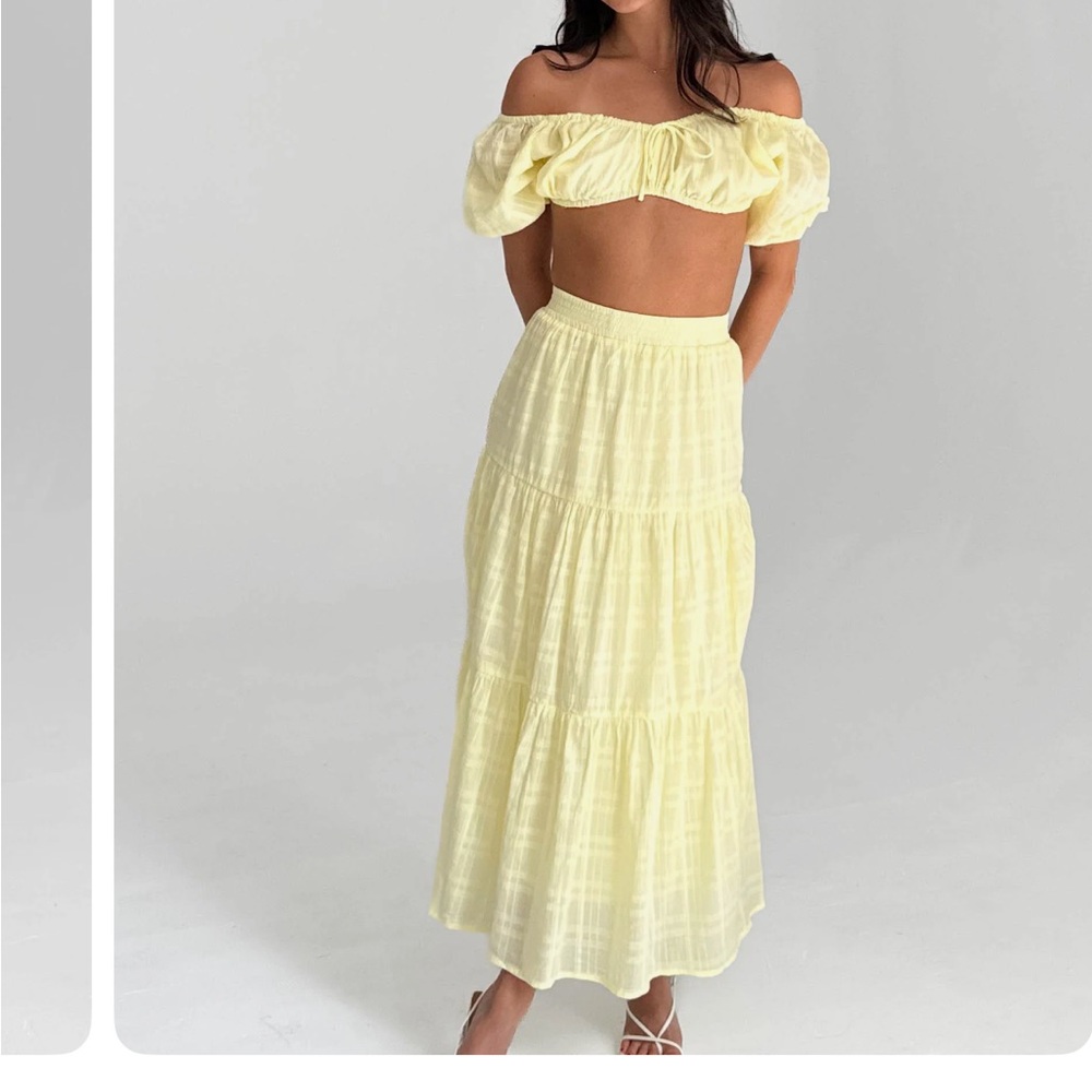 Yellow Tiered Maxi Skirt Resort Wear